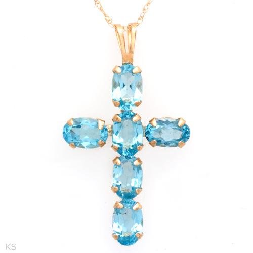 Topaz Cross Pendant Necklace 10K Yellow Gold