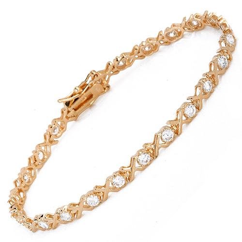 Cubic Zirconia Tennis Bracelet XO 14K/925 Plated Silver
