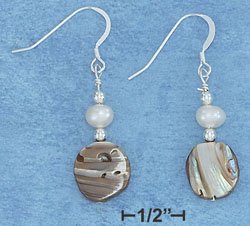 Sterling Silver Abalone & Freshwater Pearl Earrings