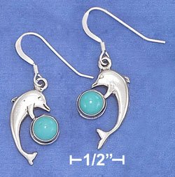 Sterling Silver Highly Polished Dolphin French Wire Earrings