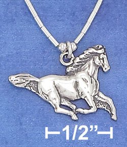 Sterling Silver Antiqued Running Horse Choker Pendant