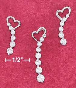 Sterling Silver Rhodium Plated Heart w/Journey CZ Earrings & Pendant