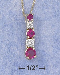 Sterling Silver Synthetic Ruby & Cubic Zirconia Pendant