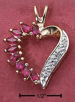 Sterling Silver Vermeil Ruby Heart Pendant