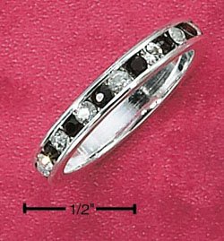 Sterling Silver Cubic Zirconia & Synthetic Garnet Eternity Band