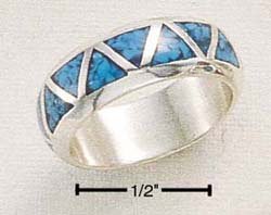 Sterling Silver Turquoise Wedding Band