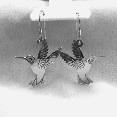Wild Bryde Hummingbirds earrings designer signed vintage bird rhodium