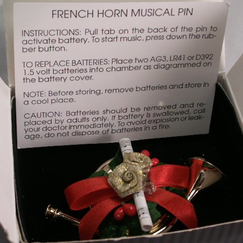 French Horn Musical Pin with original box by Avon