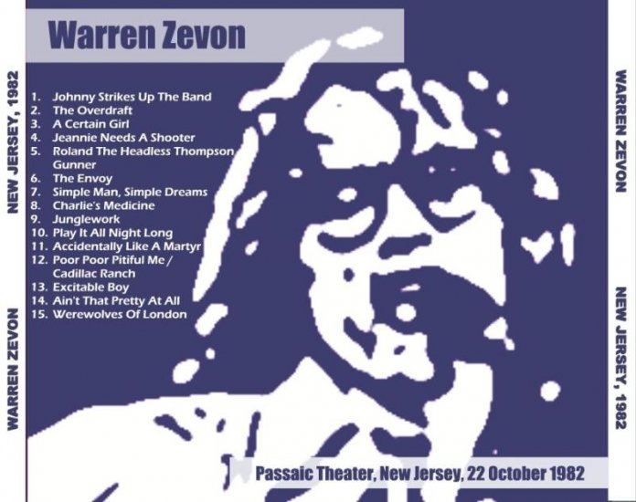 Warren Zevon Capitol Theatre Passaic NJ 10/22/82