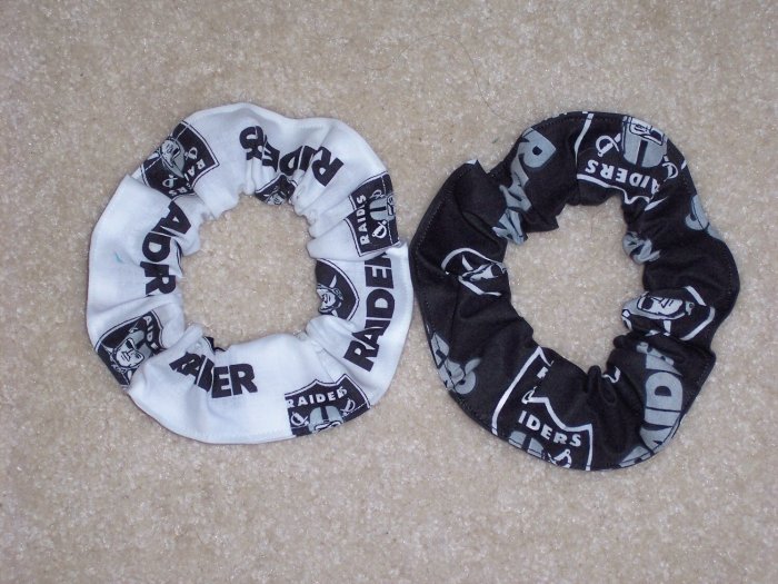 2 Oakland Raiders Football Fabric hair Scrunchies Scrunchie NFL