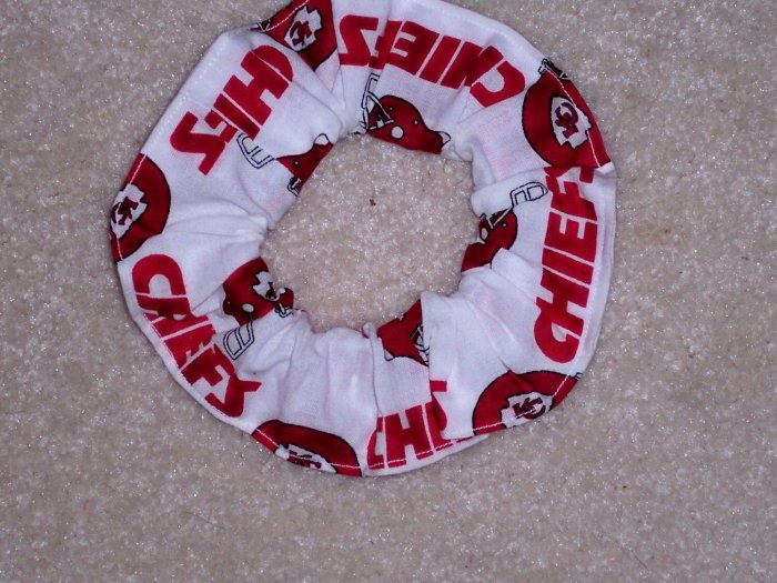 Kansas ity Chiefs Football White Fabric Hair Scrunchie Scrunchies NFL