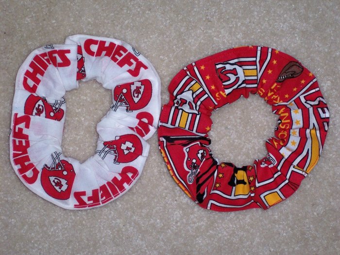 2 Kansas City Chiefs Football Fabric Hair Scrunchies Scrunchie NFL