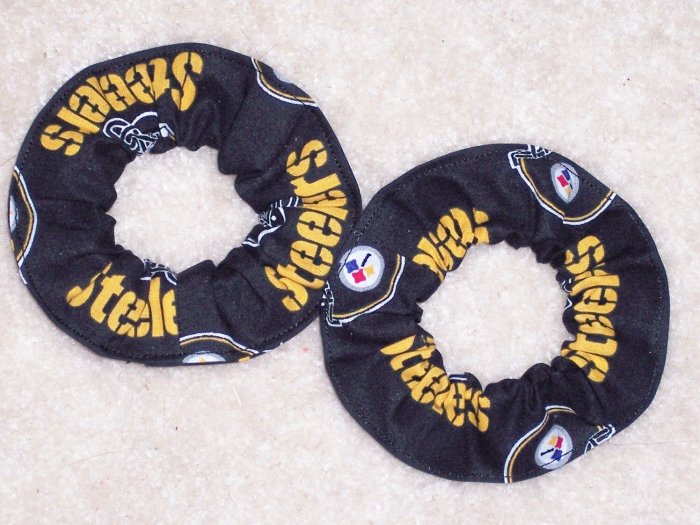 2 Pittsburgh Steelers Football Black Fabric Mini Hair Scrunchies Scrunchie NFL