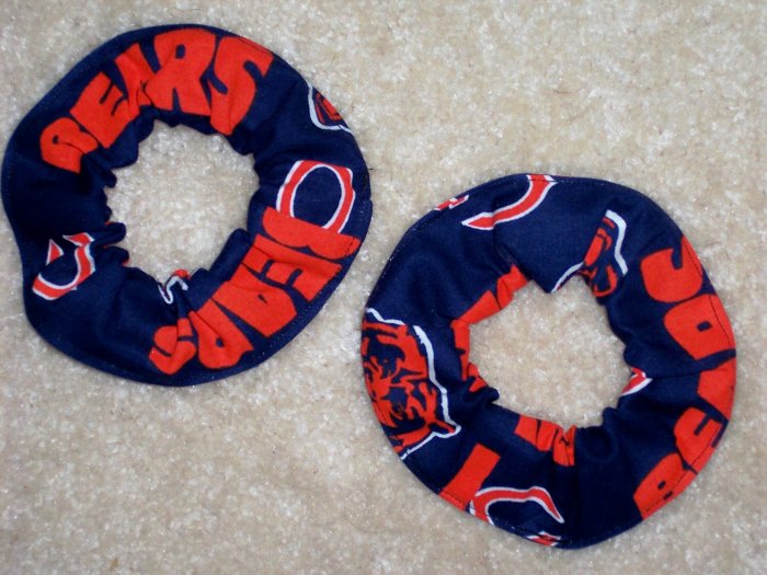 2 Chicago Bears Football Fabric Mini Hair Scrunchies Scrunchie NFL