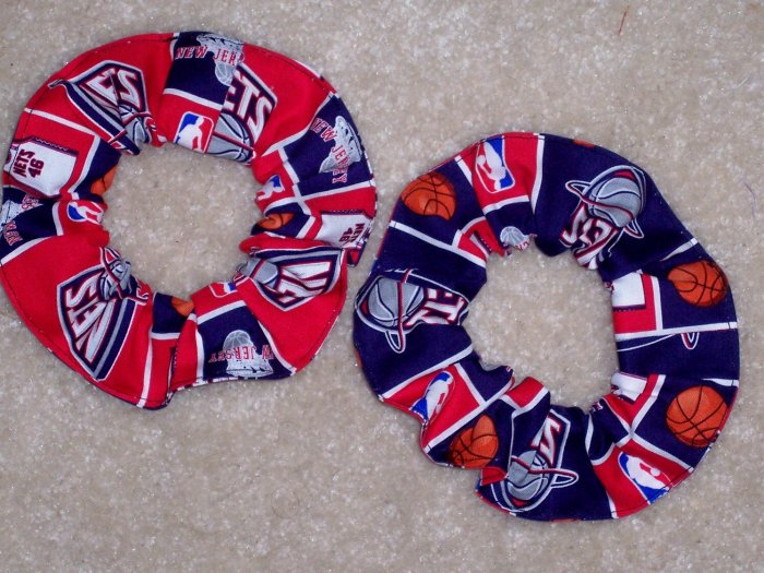 New Jersey Nets Basketball Fabric Hair Scrunchie Scrunchies NBA