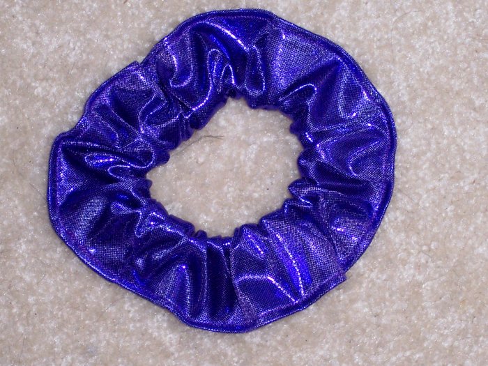 Purple Metallic Foil Glitter Knit Fabric Hair Scrunchie Scrunchies