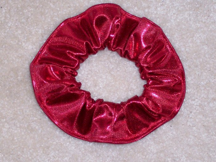 Red Metallic Foil Glitter Knit Fabric Hair Scrunchie Scrunchies