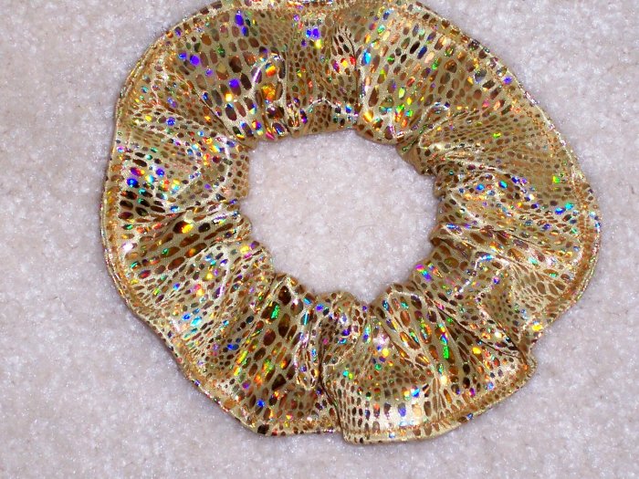 Gold Metallic Incandescent Fabric Hair Scrunchie Scrunchies
