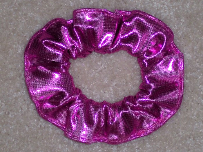 Hot pink Metallic Foil Glitter Knit Fabric Hair Scrunchie Scrunchies