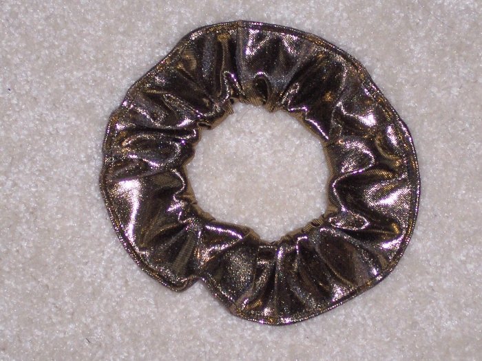 Gold Metallic Glitter Knit Fabric Hair Scrunchie Scrunchies