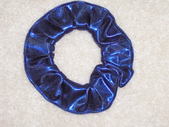 Royal Blue Metallic Glitter Knit Fabric Hair Scrunchie Scrunchies