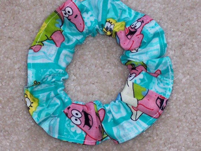 Spongebob Squarepants & Patrick Green Fabric hair Scrunchie Scrunchies