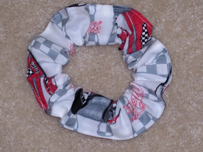 Coca Cola Coke Polar Bear Checkered Coke Bottles NASCAR Racing Fabric Hair Scrunchie Scrunchies