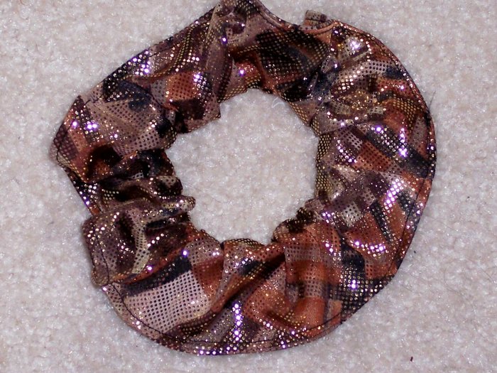 Gold Metallic Print Fabric Hair Scrunchie Scrunchies