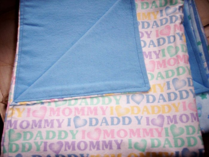 I Love Mommy I Love Daddy Baby Boy Double Flannel Crib Blanket