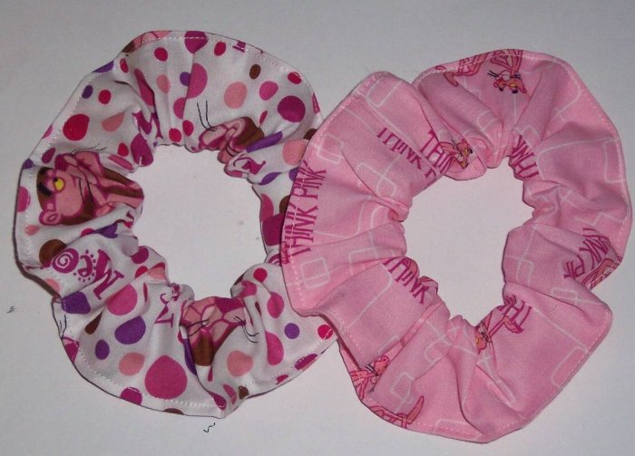 2 Pink Panther Fabric Hair Scrunchies Scrunchie