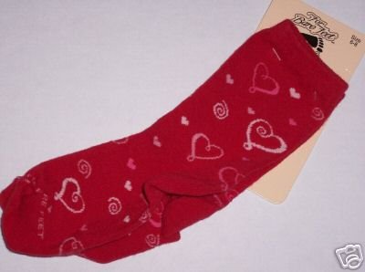 Red Valentine Hearts Socks 6-8 NWT For Bare Feet