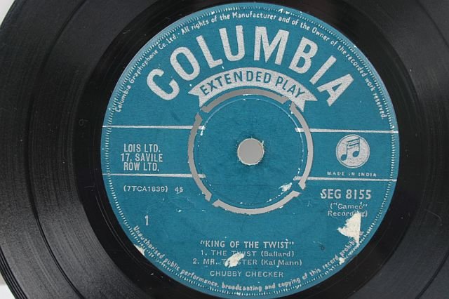 CHUBBY CHECKER king Of The Twist 7" SP India Columbia