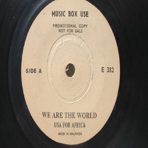Rare BOB DYLAN USA for Africa MALAYSIA Jukebox Promo WHITE LABEL 7 " 45 RPM