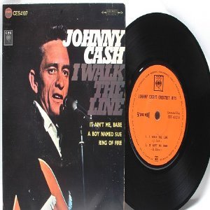 JOHNNY CASH I Walk The Line INTERNATIONAL CBS ASIA 7" 45 RPM PS EP