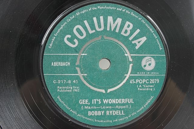 BOBBY RYDELL Never Dance Again INDIA 1962 7" 45 RPM