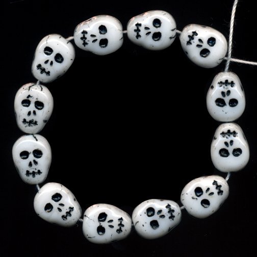 12 Skull Skeleton Beads Czech Glass Awesome
