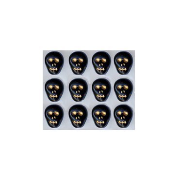Black Skull Beads Glass Czech Day of the Dead 25 Pcs