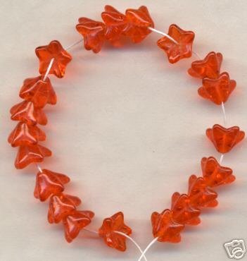 Orange 5 Petal Glass GLASS Czech BEADS