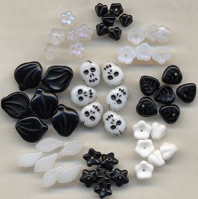 Glass Skull Garden Bead Mix +Flowers Leaves Fun!