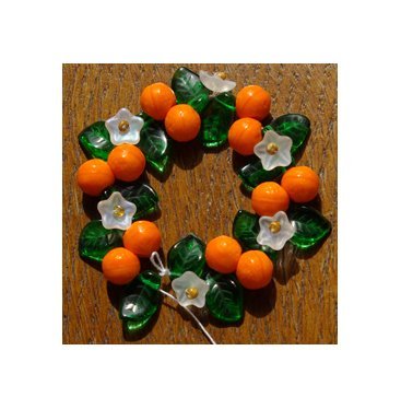 Orange Blossom Mix Fruit, Flower and Leaf Glass Beads