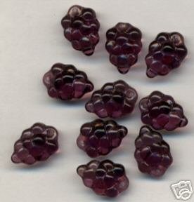 PURPLE GRAPES GLASS FRUIT BEADS CHARMS Grape Clusters