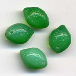 Lime Glass Fruit Beads Charms Czech 15 Pieces