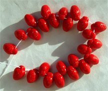 Really Red Cute Strawberry Czech Glass Fruit Beads 25