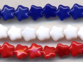 8mm Red White and Blue Glass Pressed Star MEMORIAL DAY MIX