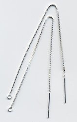 3" Inch Flat Sterling Silver Ear Threads Threaders 2 Pr