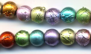 Easter Pastel Spring Colors Drizzle Round Glass Beads