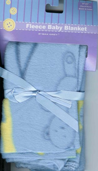 FLEECE BABY BLANKET Receiving Blue Teddy Bear Bunny Boy