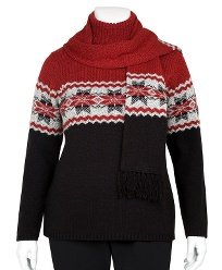 FASHION BUG Essentials by Maggie Jacquard Sweater BLUE PLUS-SIZE 2X