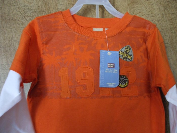 FADED GLORY Outfit Orange Shirt Denim Jeans 4T~NWT