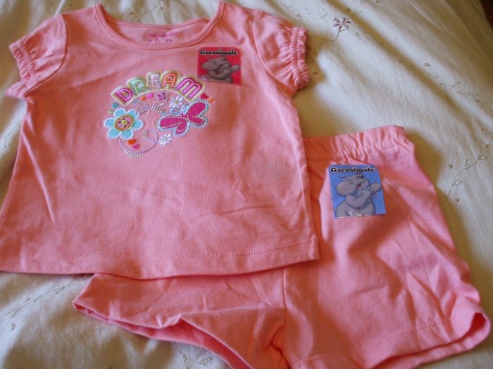 GARANIMALS Top/Short Outfit ~ Peach ~ 24M / 2T ~ NWT